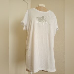 Calvin Klein White Tee with Metallic Logo